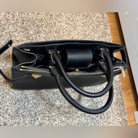 Michael Kors Karla Medium EW Leather Satchel Bag Black - Picture 6 of 12